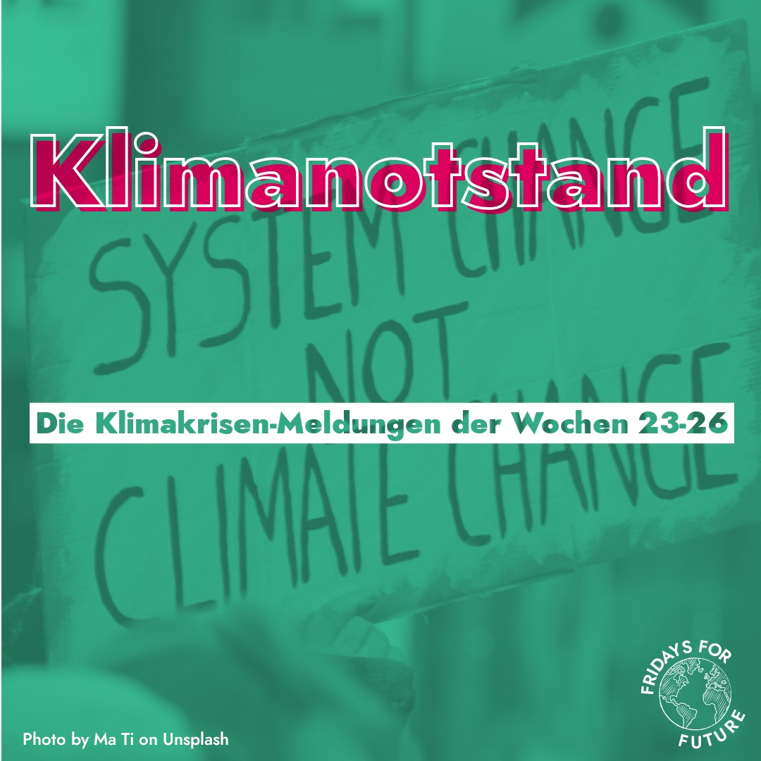 Klimanotstand – Die Klimakrisen-Meldungen der Wochen 23-26